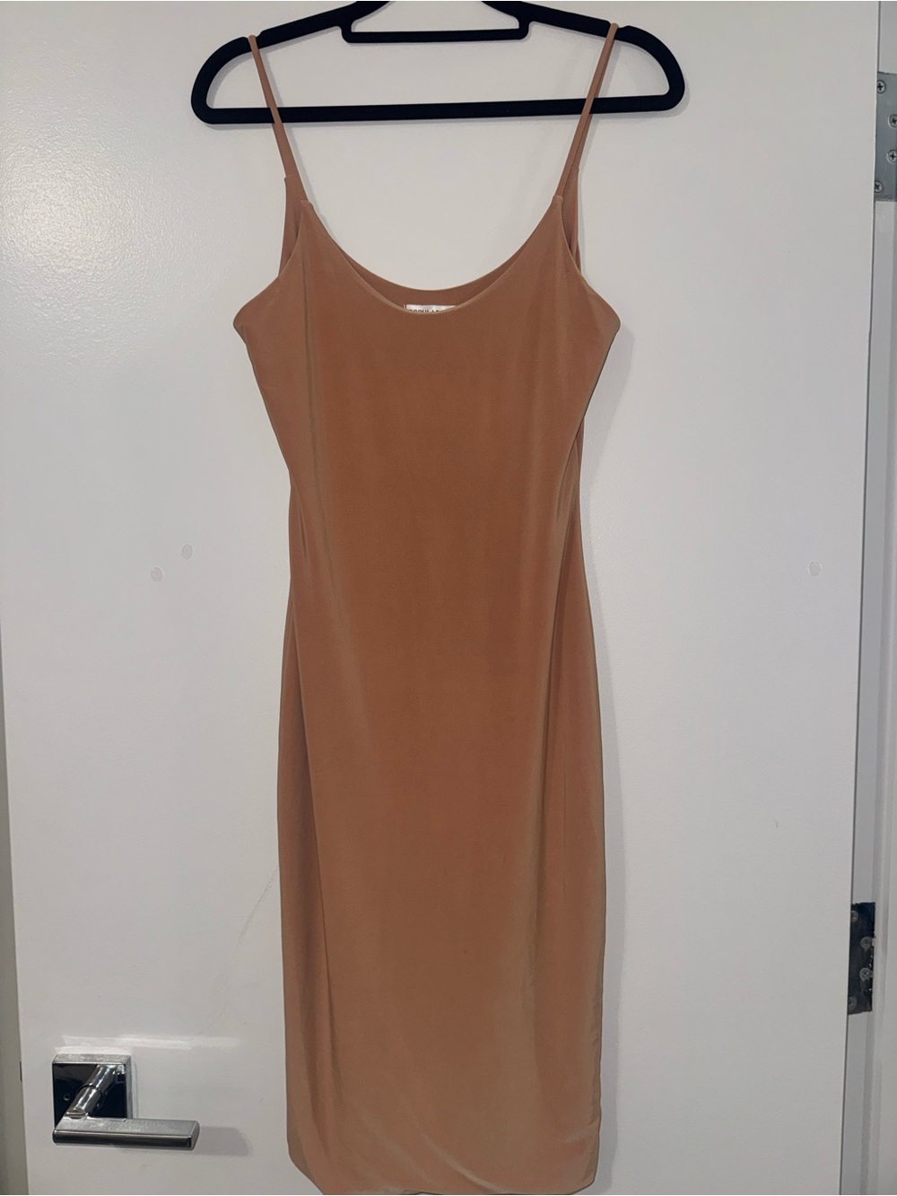 Sleek Slip Midi Dress in Camel